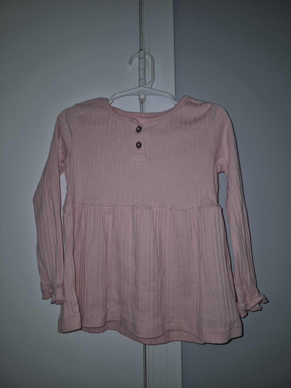 Carter's Light Pink Ribbed Henley Peplum Top